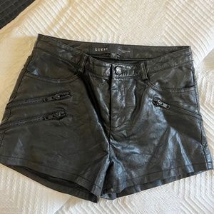 Guess Faux Leather Zipper Shorts Black size 0